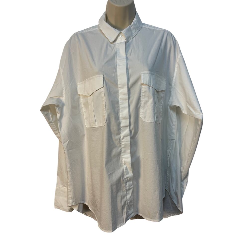 Truth by Republic White Cotton Blend Button Down Blouse XL